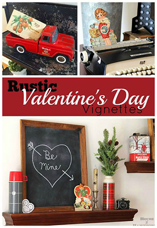 Rustic Valentine's Day chalkboard vignette