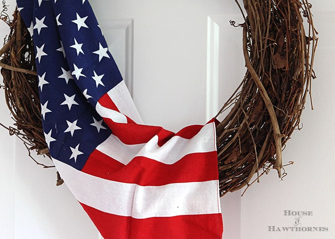 This flag wreath is one of the easiest DIY 4th of July decor ideas. A perfect solution for when you want to use a flag but don't want to use the real thing.