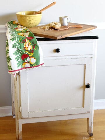 Antique farmhouse enamel topped kitchen cabinet