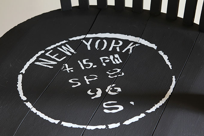 Breathing new life into an oak banker's chair with chalk paint and a stencil. A simple DIY project that saved this tired yard sale find from an early death.