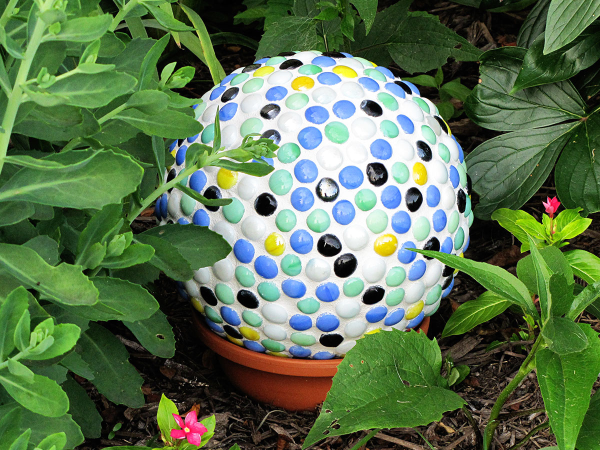 Mosaic Bowling Ball Yard Art