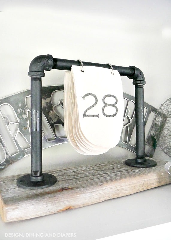 Industrial pipe desk calendar