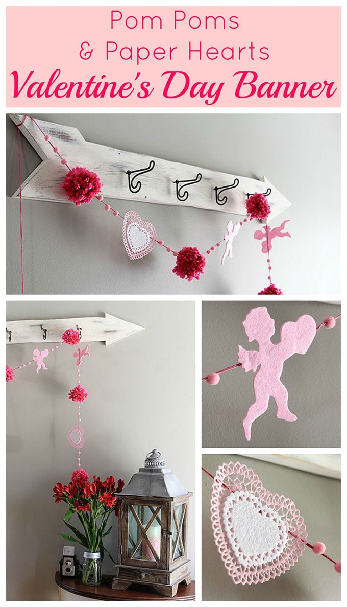 Learn how to make this quick and easy Valentines Day banner using items commonly found at the craft and dollar stores.