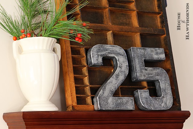 DIY faux zinc letters and numbers for the holidays - great industrial look