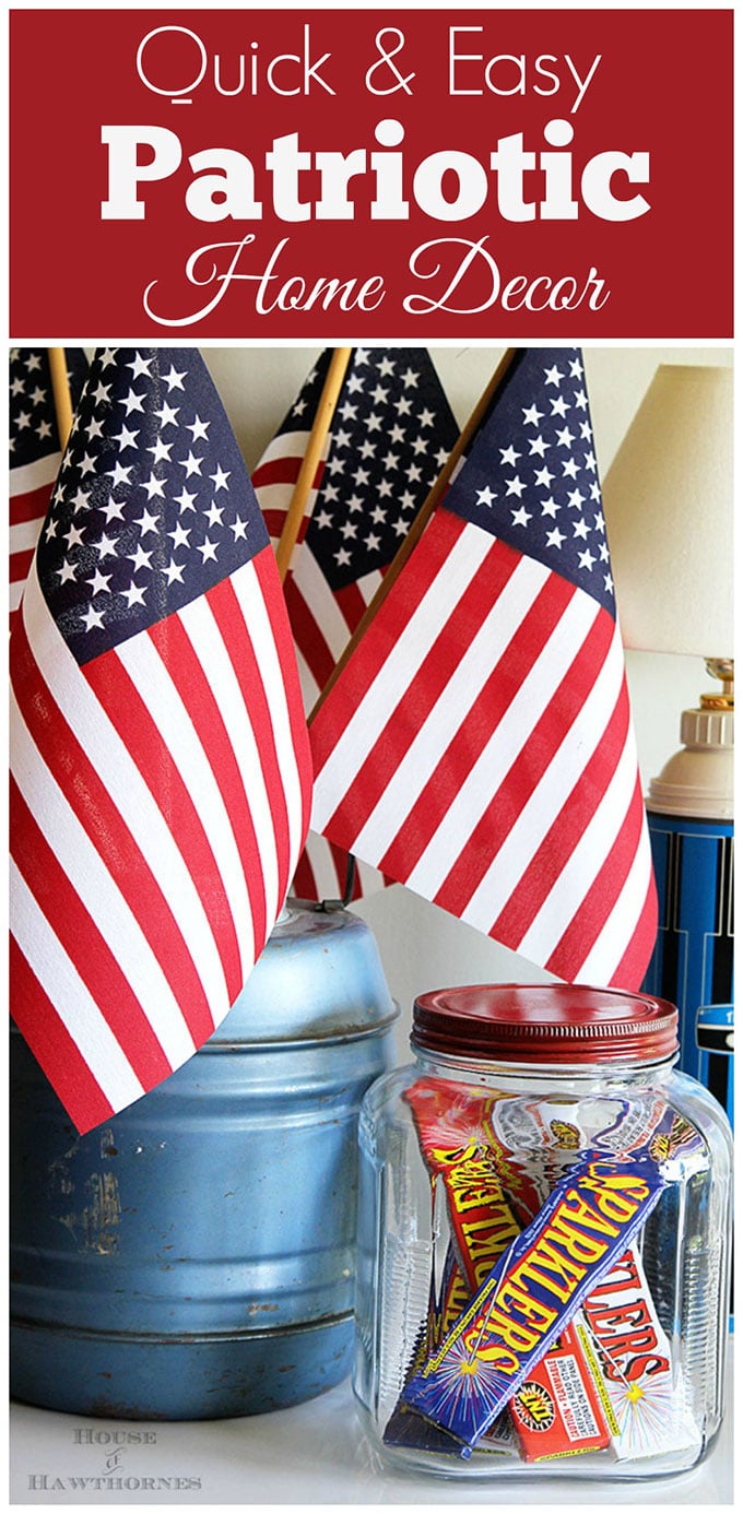 Quick and easy 4th Of July decorations using simple items you can find at the grocery store. Great patriotic DIY home decor and party ideas for the Fourth.