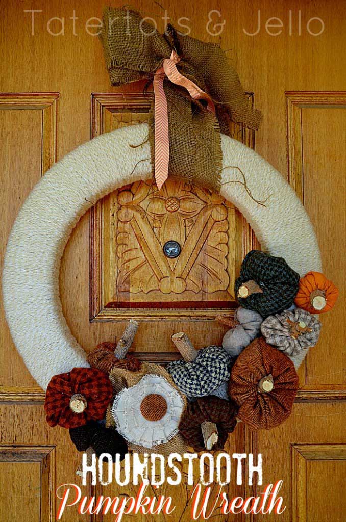 Fabric pumpkin wreath from Tatertots And Jello