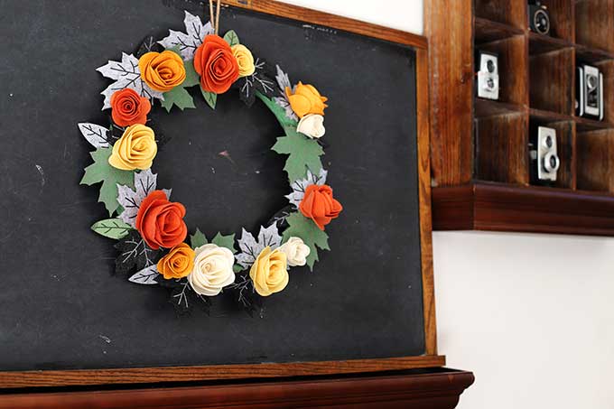 Felt flower wreath for fall