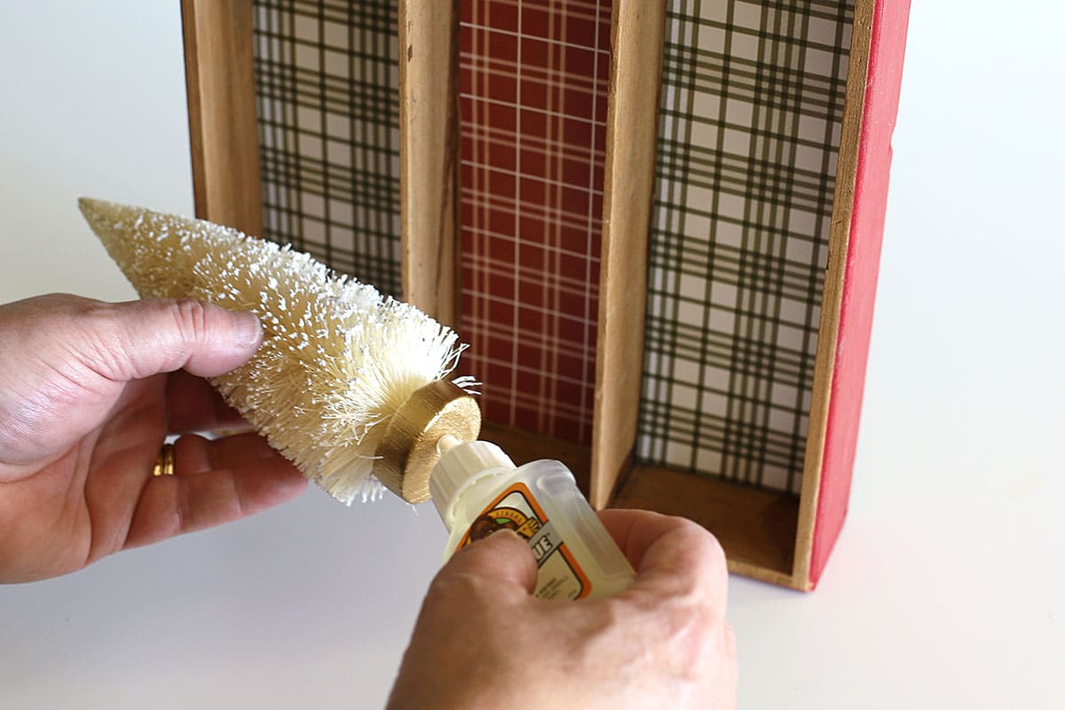 gluing bottle brush trees in shadowbox