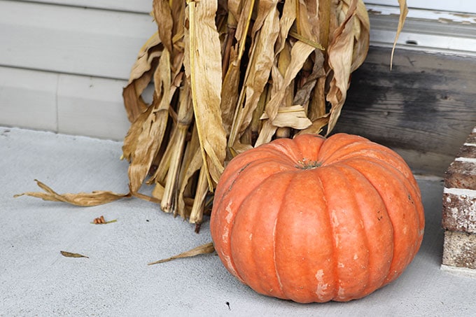 Quick and easy Halloween decorating ideas for your porch. An inexpensive way to transition the porch from fall to Halloween decor with just a few additions. 