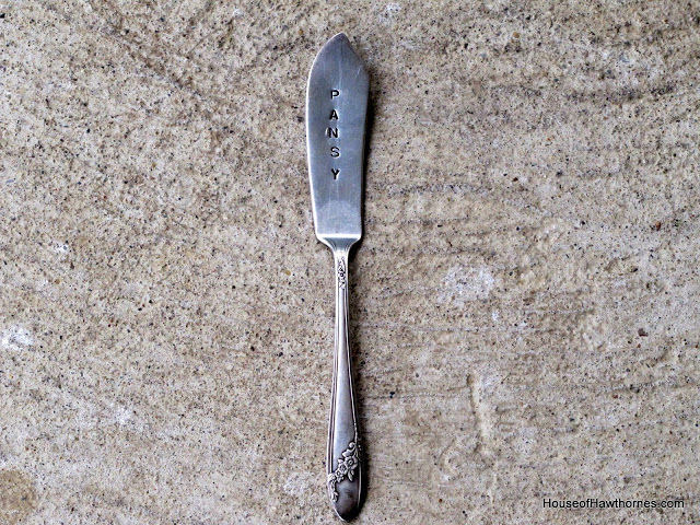 stamped silverware plant marker 