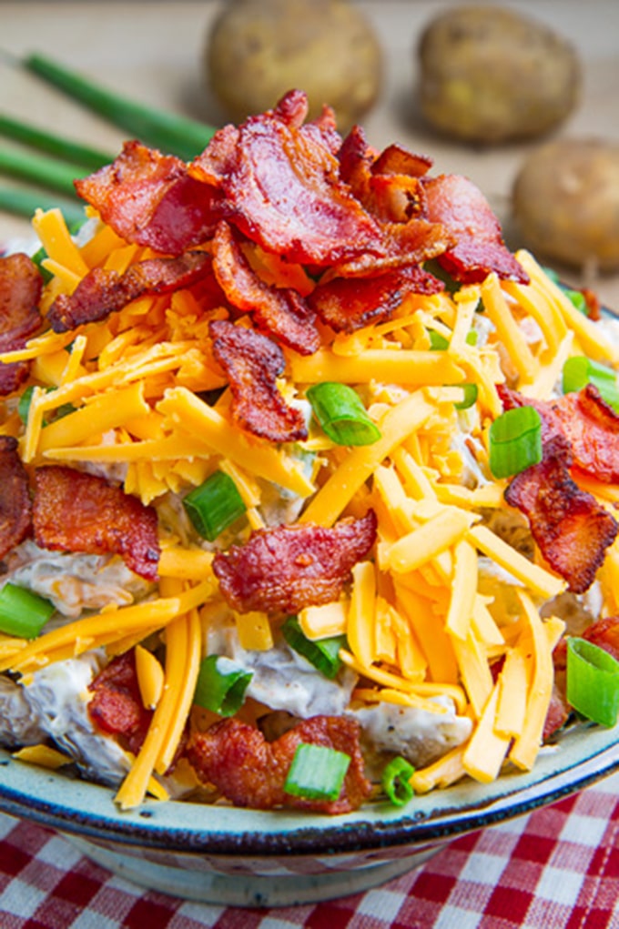 Potato salad with bacon and cheddar