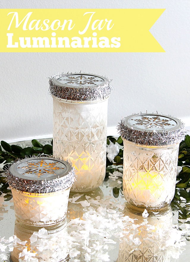 These mason jar luminarias are a super easy five-minute craft for the holidays. They'd make cute DIY hostess or teacher gifts.