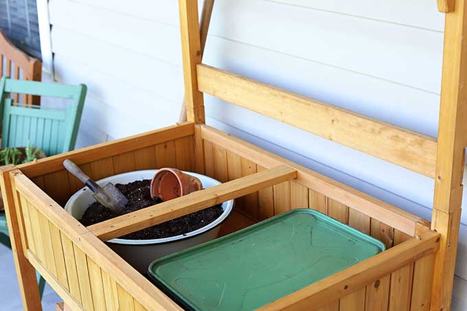 Potting bench with storage