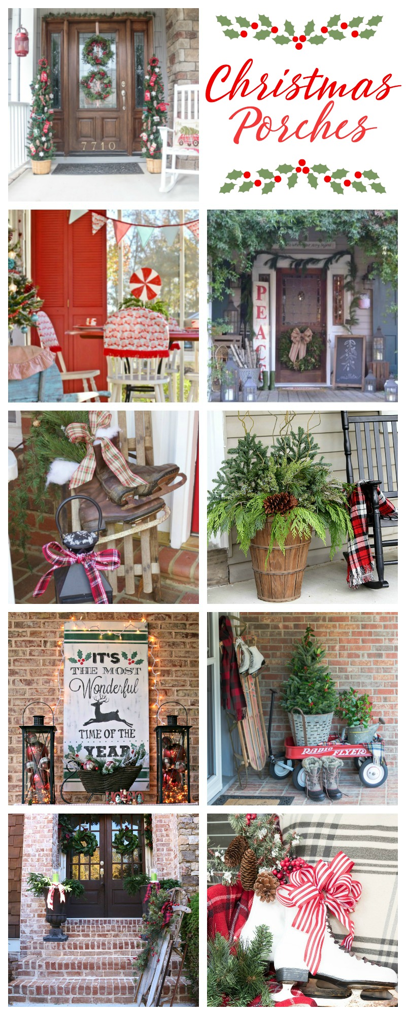 Join 8 bloggers as we showcase our Christmas porches. From farmhouse to French country to vintage to lodge style, you're sure to find something to inspire you.