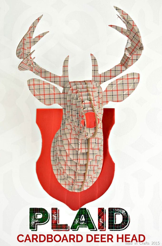 Mad In Crafts - Plaid cardboard deer head