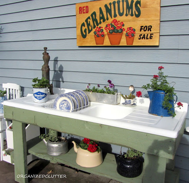 10+ inexpensive and inspiring DIY potting bench ideas to get you in the mood for spring gardening. They could also be used as a serving station on your porch, deck or patio.