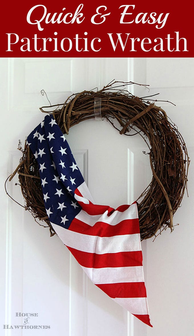 This flag wreath is one of the easiest DIY 4th of July decor ideas. A perfect solution for when you want to use a flag but don't want to use the real thing.