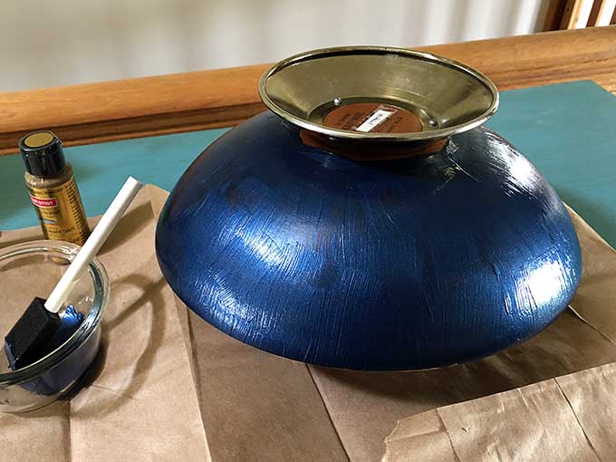 Painting wooden salad bowl from thrift store