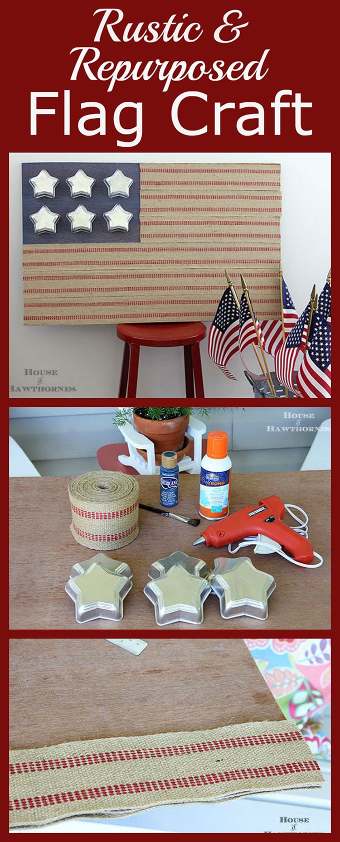 Quick and Easy DIY rustic flag craft made with repurposed items from around the house. A cute rustic farmhouse flag. 