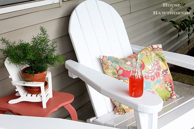 A fun summer porch with a bit of vintage decor