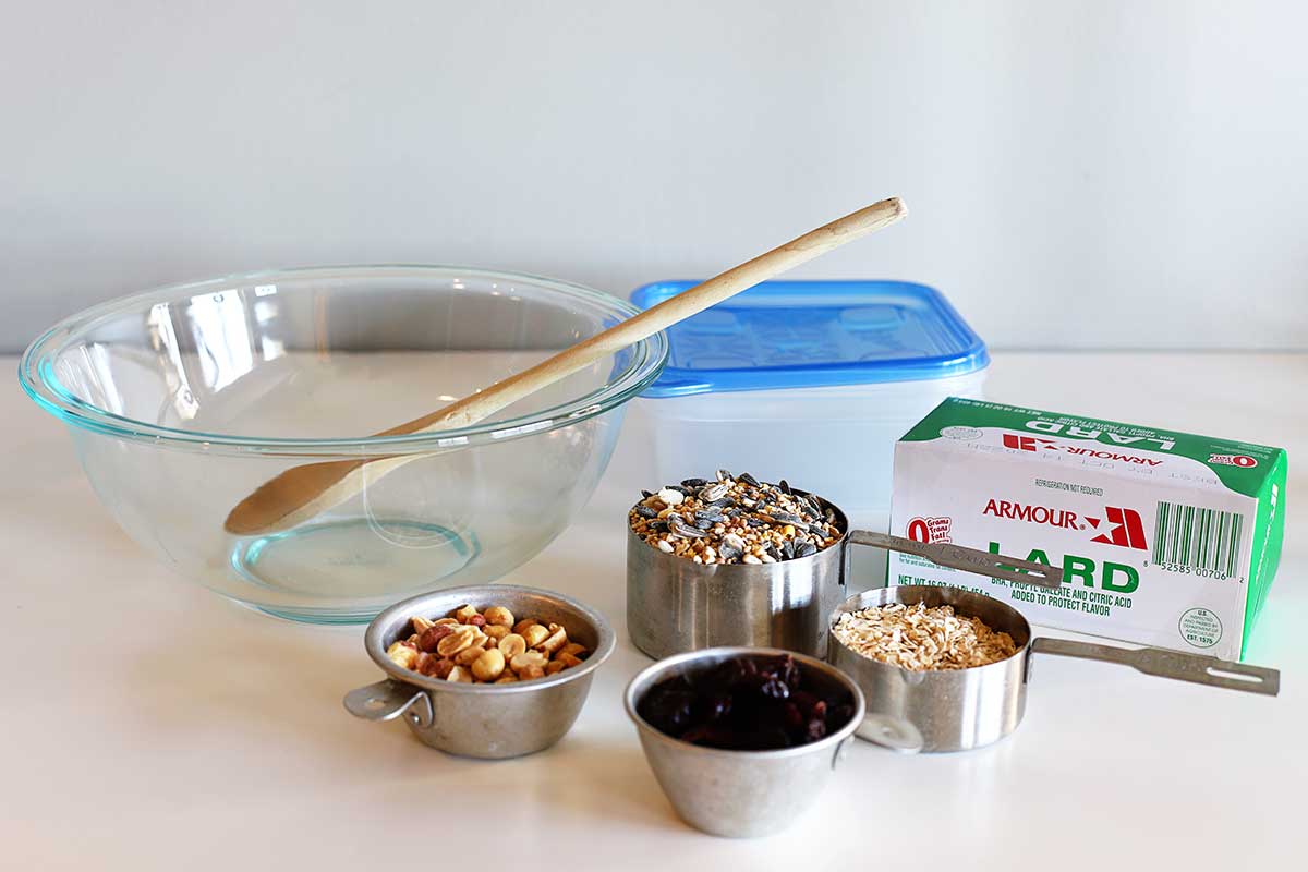 ingredients for making suet cakes for birds