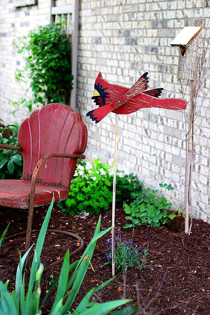 Vintage cardinal whirligig