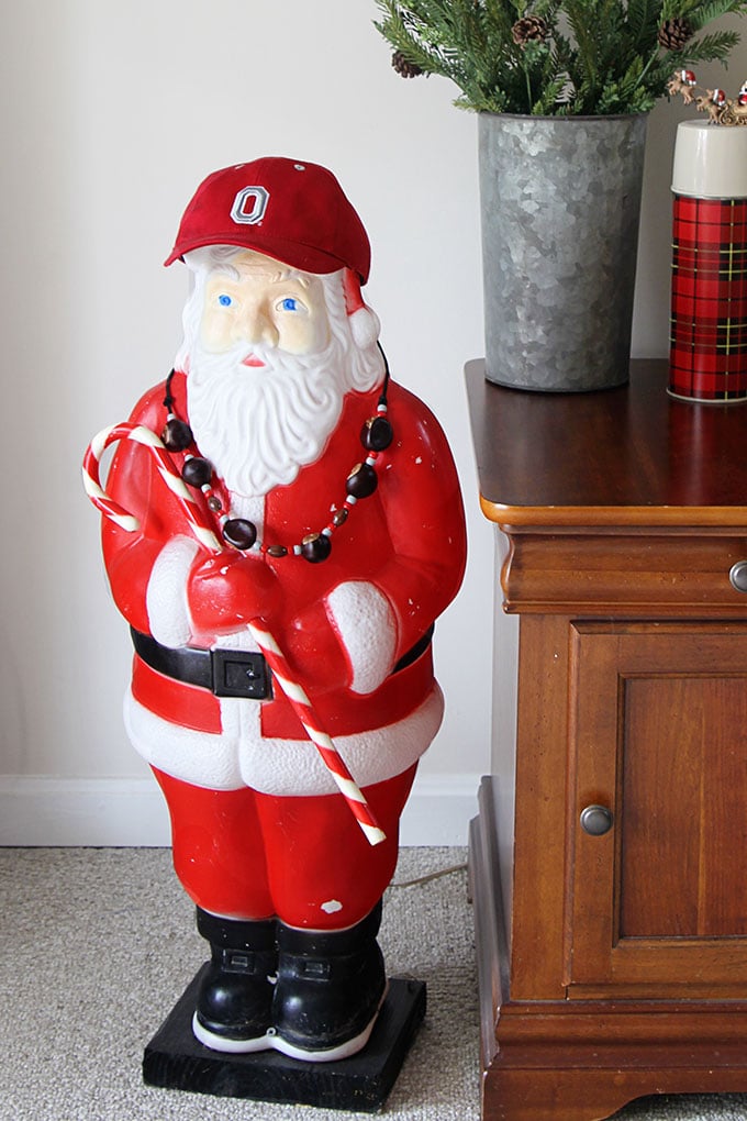 Plastic blowmold Santa with candy cane