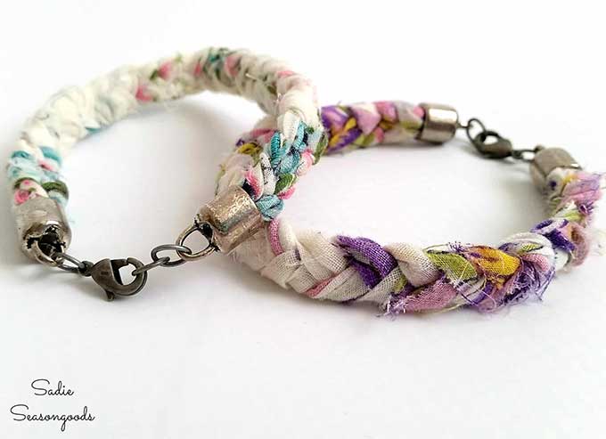 Bracelet made from a vintage hankie - crafts to make with handkerchiefs