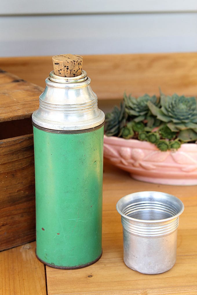 Vintage jadeite green Icy Hot vacuum bottle thermos