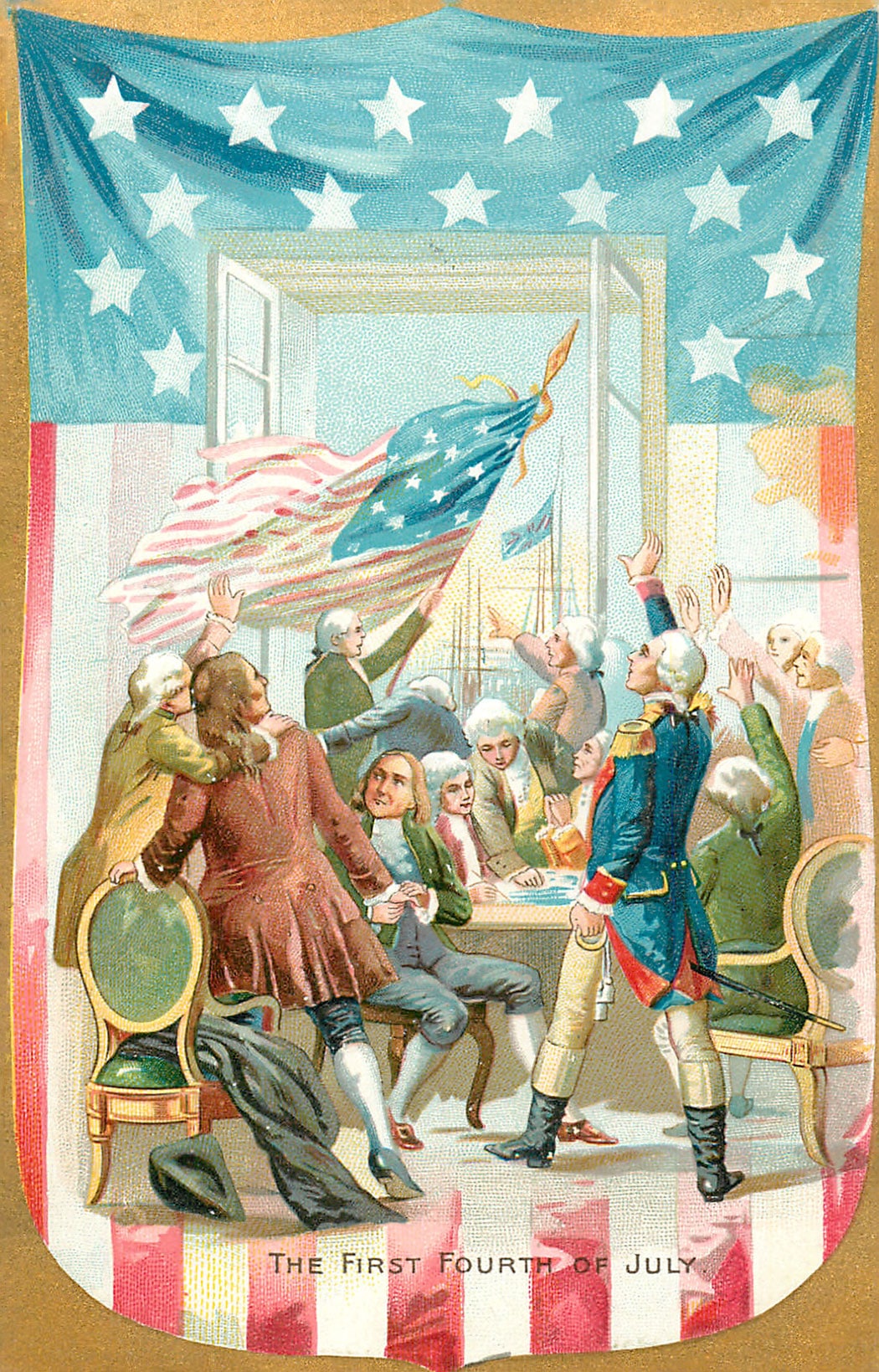 vintage 4th of July postcard - image of first 4th of July