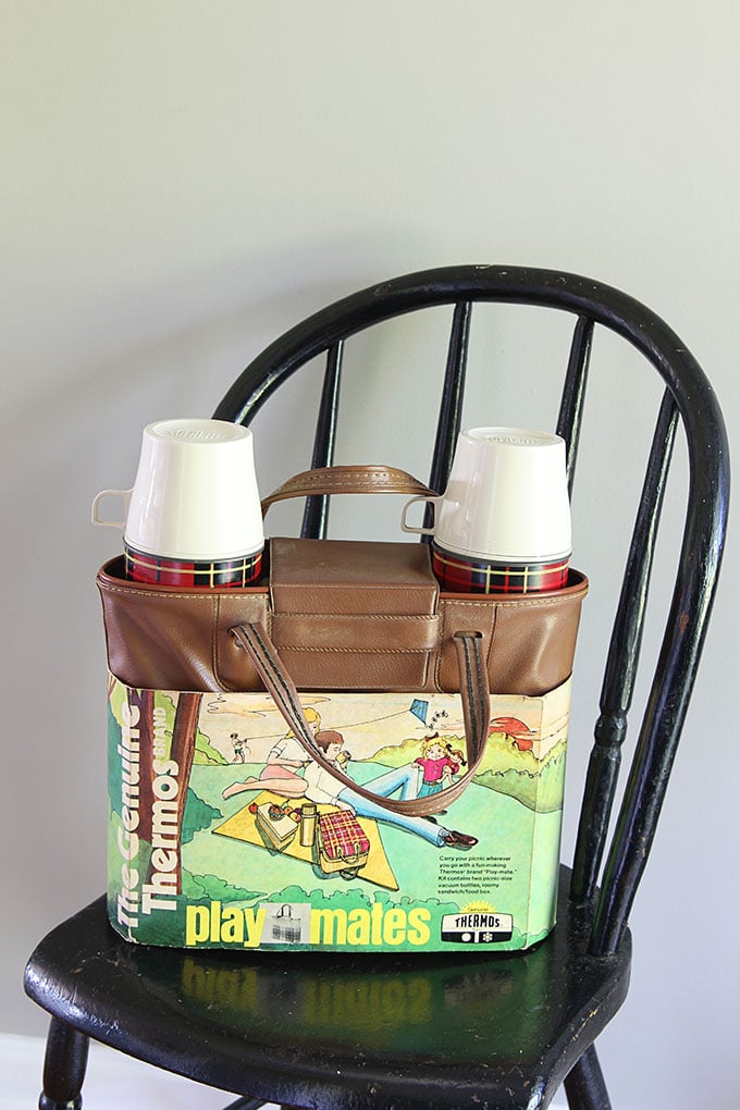 Vintage plaid thermos set