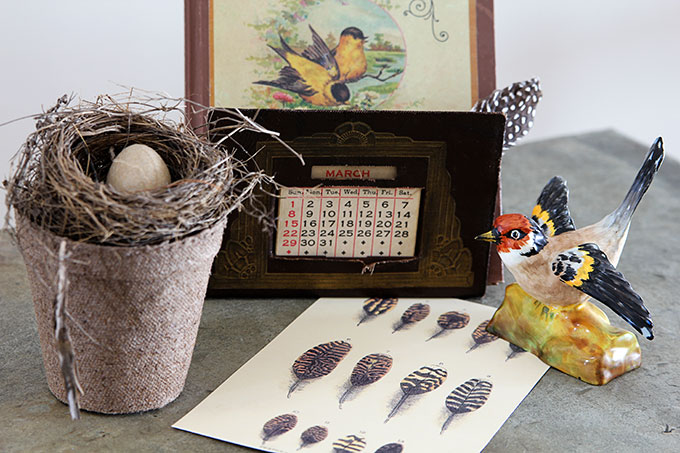 Vintage bird nest home decor for your spring vignettes