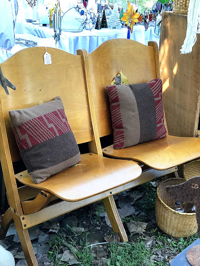 Vintage wooden folding theater seats