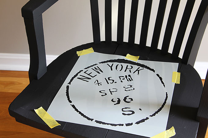 Breathing new life into an oak banker's chair with chalk paint and a stencil. A simple DIY project that saved this tired yard sale find from an early death.