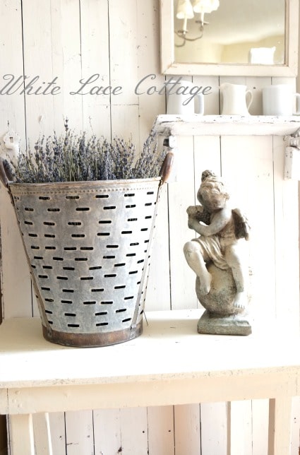 Olive bucket from White Lace Cottage