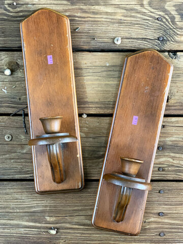 Wooden candlesticks from the thrift store.